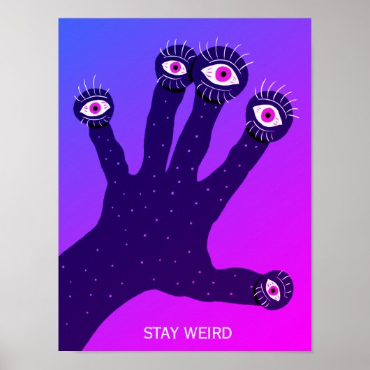 Blijf een vreemde grappige strange Creepy Psychede Poster (Voorkant)