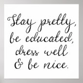 Blijf en wees mooi | Poster kalligrafiescript (Voorkant)