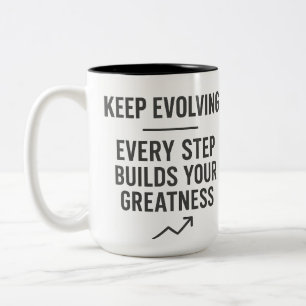 Blijf evolueren Motivatie Tweekleurige Koffiemok