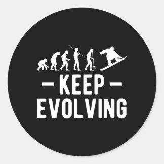 Blijf evolueren Snowboarder Evolution Ronde Sticker