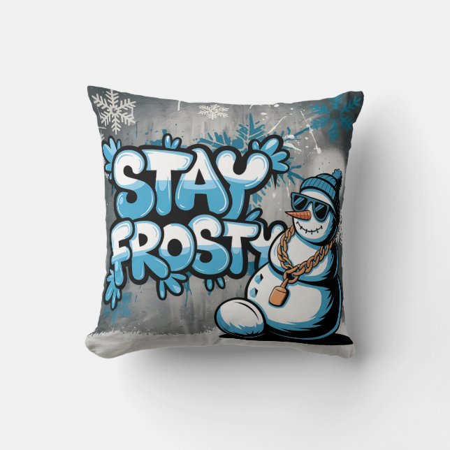 Blijf Frosty Cool Snowman Winter Vibes Kussen (Voorkant)