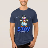 Blijf Frosty Snowman 2e Amendement Kerstmis Tri-Blend Shirt (Voorkant)