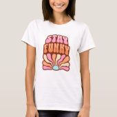 Blijf Funky Retro Zonsondergang T-shirt (Voorkant)