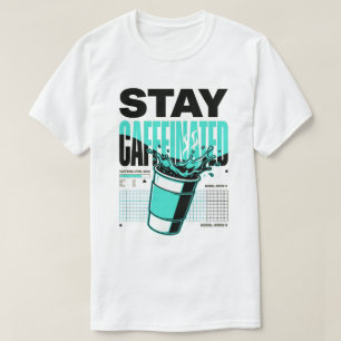 Blijf Geactiveerd Neon Punk Cyaan Koffiekop T-shirt