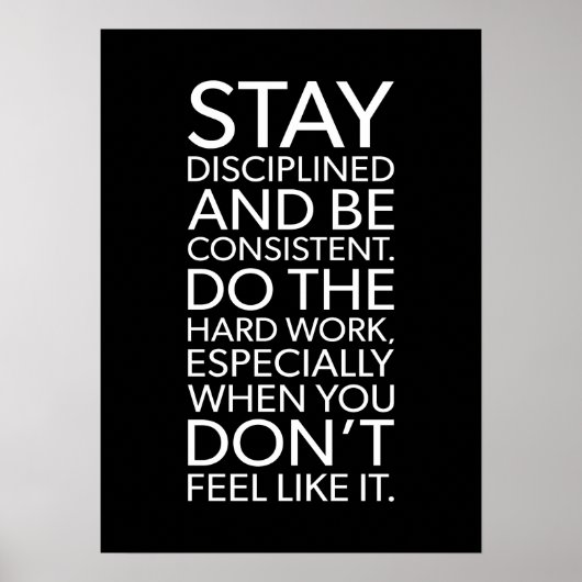 Blijf gedisciplineerd en consistent - Gym, Hustle Poster (Voorkant)