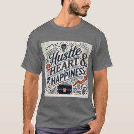 Blijf gedreven met deze 'Hustle, Heart, and Happin T-shirt