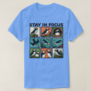 Blijf Gefocust Atlantische Papegaaiduiker Raster T-shirt