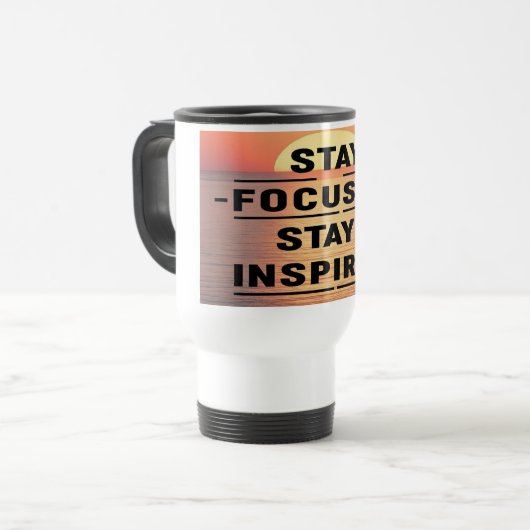 Blijf gefocust en blijf geïnspireerd 2 reisbeker (Voorkant links)