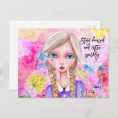 Blijf gefocust en extra sprankelend citaat grillig briefkaart (Voorkant / Achterkant)