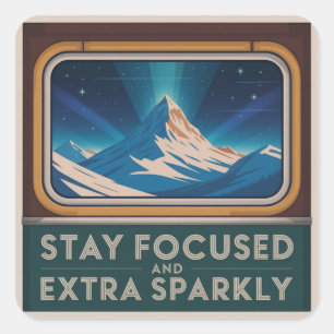 Blijf gefocust en extra sprankelend vierkante sticker