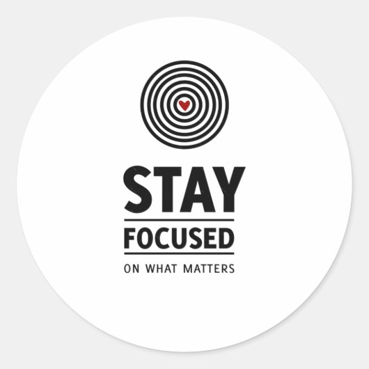 Blijf gefocust – hartgericht ontwerp ronde sticker (Voorkant)