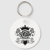 Blijf gefocust – Motivatie Crown & Heart Graphic Sleutelhanger (Voorkant)