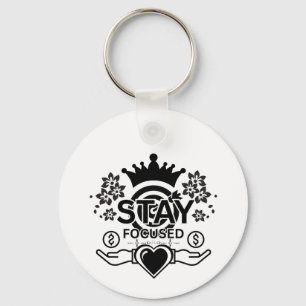 Blijf gefocust – Motivatie Crown & Heart Graphic Sleutelhanger