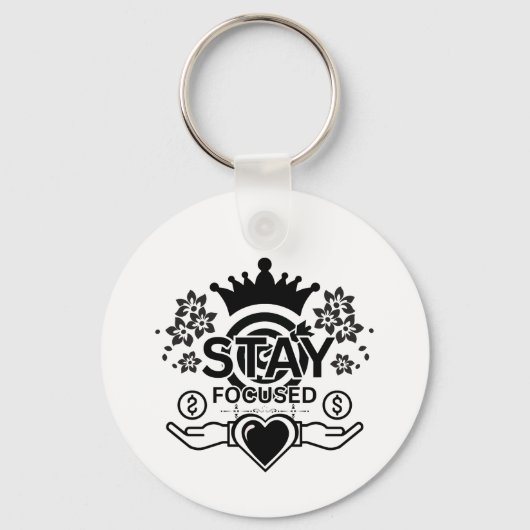 Blijf gefocust – Motivatie Crown & Heart Graphic Sleutelhanger (Achterkant)