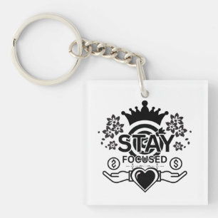Blijf gefocust – Motivatie Crown & Heart Graphic Sleutelhanger