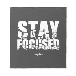 Blijf gefocust Motivatie zin met typografie Notitieblok