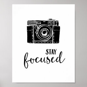 Blijf Gefocust Vintage Cameramotivatietekst Poster