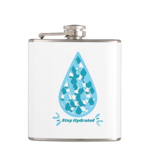 Blijf gehydrateerd blauw en wit heupfles (Voorkant)