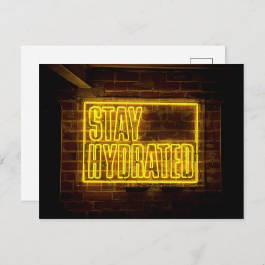 Blijf gehydrateerd Neon Yellow Sign Briefkaart (Voorkant / Achterkant)