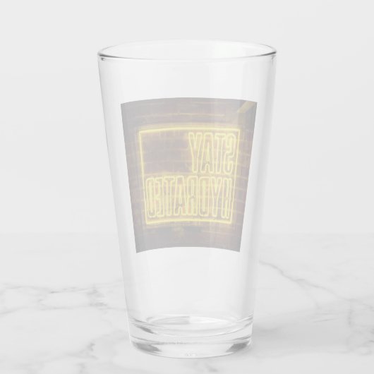 Blijf gehydrateerd Neon Yellow Sign Glas (Achterkant)