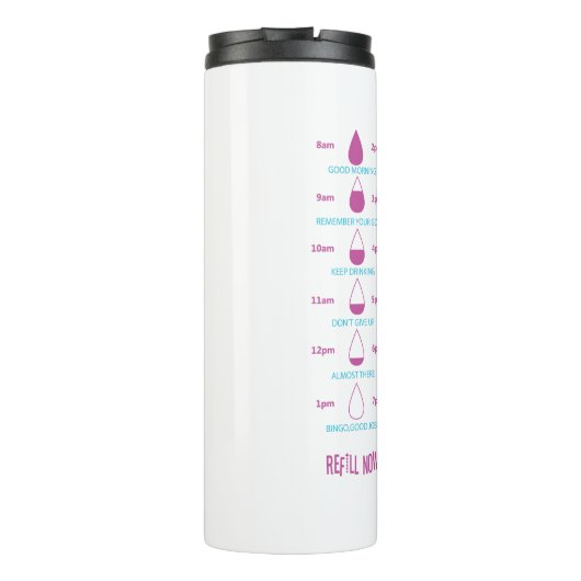 Blijf geïnspireerd, blijf gehydrateerd – Thermal T Thermosbeker (Achterkant)