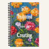 Blijf Geïnspireerd Stop Nooit Anjer Bloem Volwasse Notitieboek (Voorkant)