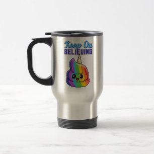 Blijf Gelooven Eenhoring Regenboog Poep Reisbeker