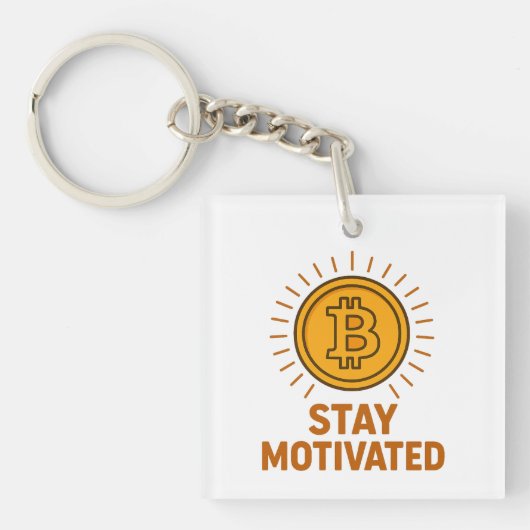 Blijf Gemotiveerd Bitcoin Acryl Sleutelhanger (voorkant)