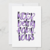 Blijf geweldig met de hand geletterd Paarse Bedankkaart (Voorkant)