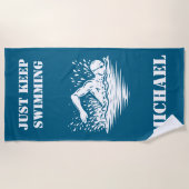 Blijf gewoon zwemmen Zwemmer Monogram Strandlaken (Voorkant)