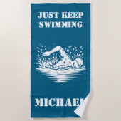 Blijf gewoon zwemmen Zwemmer Monogram Strandlaken (Voorkant)