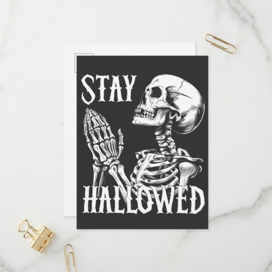 Blijf gezegend bidden Skeleton Handen Halloween Uitnodiging Briefkaart (Voorkant / Achterkant in situ)