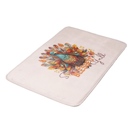 Blijf gezegend met kleurrijke kalkoen badmat (Gekanteld)