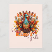 Blijf gezegend met kleurrijke kalkoen briefkaart (Voorkant)