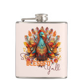 Blijf gezegend met kleurrijke kalkoen heupfles (Voorkant)
