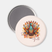 Blijf gezegend met kleurrijke kalkoen magneet (Voorkant / Achterkant)