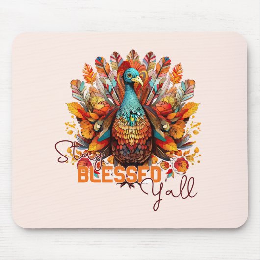 Blijf gezegend met kleurrijke kalkoen muismat (Voorkant)