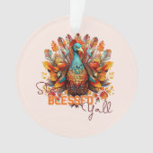 Blijf gezegend met kleurrijke kalkoen ornament (voorkant)