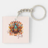 Blijf gezegend met kleurrijke kalkoen sleutelhanger (Achterkant)