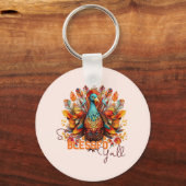 Blijf gezegend met kleurrijke kalkoen sleutelhanger (Achterkant)