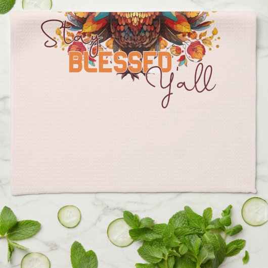 Blijf gezegend met kleurrijke kalkoen theedoek (Gevouwen)