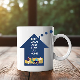 Blijf gezellig: Blijf kalm en blijf thuis Koffie M Tweekleurige Koffiemok