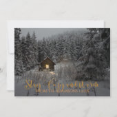 Blijf gezellig en warm blokhut in sneeuw foto kaart (Voorkant)