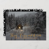 Blijf gezellig en warm blokhut in sneeuw foto kaart (Voorkant / Achterkant)