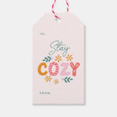 Blijf Gezellig Kerst Bright Stripe Cadeaulabel (Voorkant)
