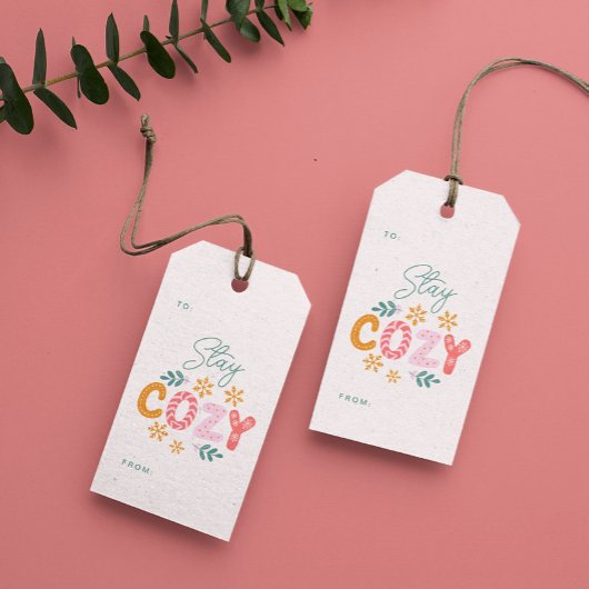 Blijf Gezellig Kerst Bright Stripe Cadeaulabel