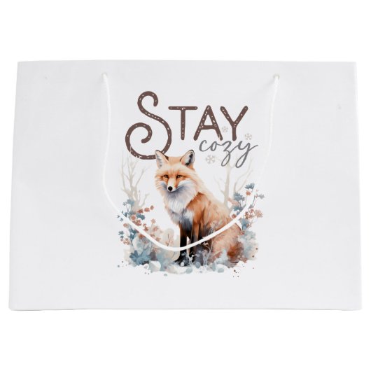 Blijf gezellig Woodland Fox Christmas Groot Cadeauzakje (Voorkant)