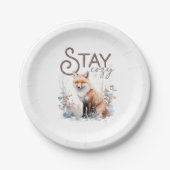 Blijf gezellig Woodland Fox Christmas Papieren Bordje (Voorkant)
