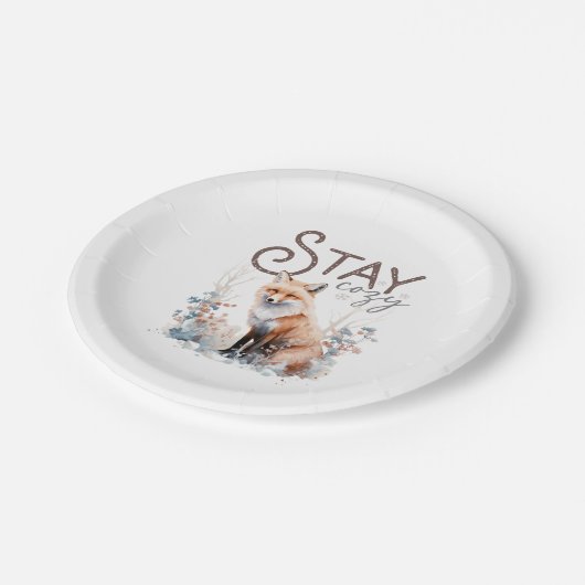 Blijf gezellig Woodland Fox Christmas Papieren Bordje (Gekanteld)