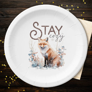 Blijf gezellig Woodland Fox Christmas Papieren Bordje